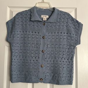 Jessica Simpson Women's Large Short Sleeve Knit Sweater Blue